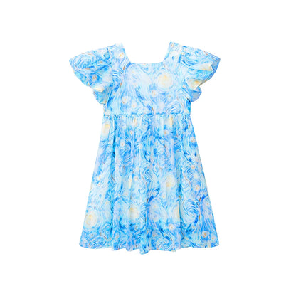 Stylish Printed Summer Party Dress for Kids Girls childrensterritory