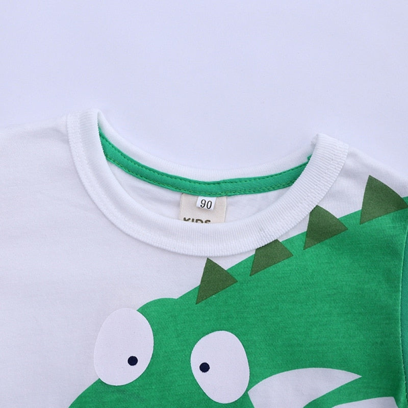 Cartoon Dinosaur Print Kids Boys Casual T-shirts/Tops childrensterritory