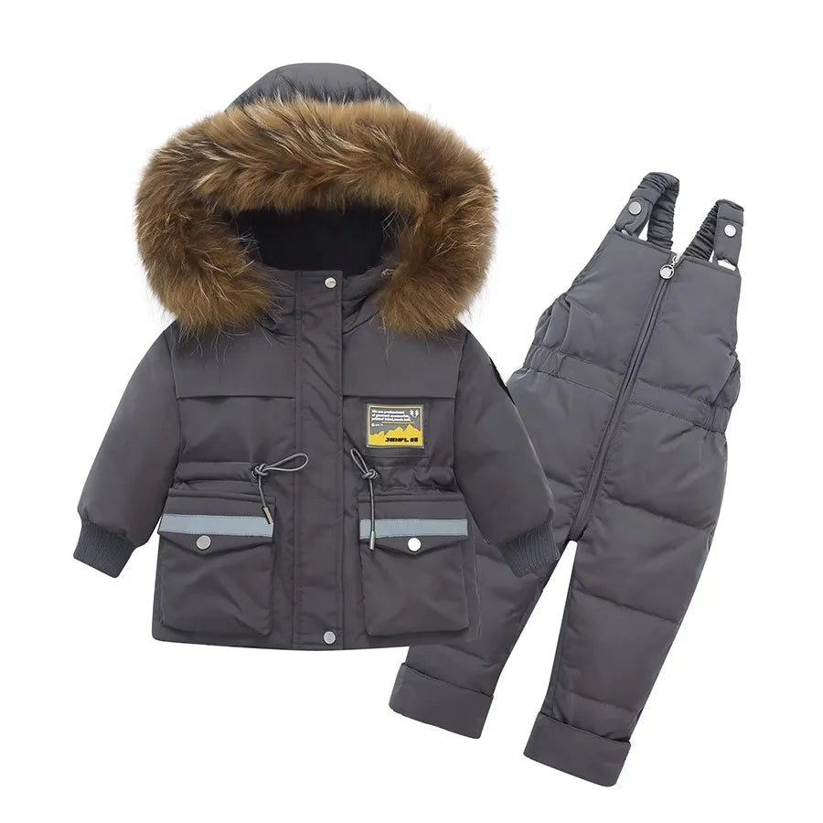 Little Boys Girls Thick Warm Down Jacket Jumpsuit Clothing Set childrensterritory