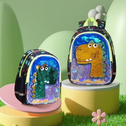 Dinosaur Design Reversible Sequins Kindergarten Backpack childrensterritory