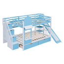 Full-Over-Full Castle Bunk Bed with Slide, Shelves, and Drawers childrensterritory