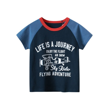 Cartoon Letter Printed Kids Boys Girls Loose Summer Cotton Top childrensterritory