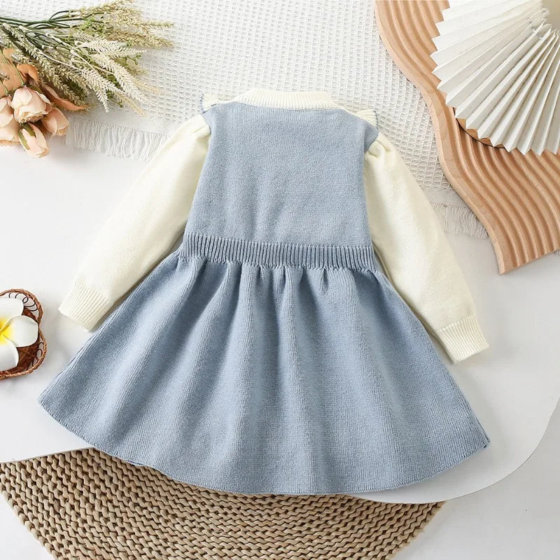 Girls’ Elegant Winter Dresses With Round Neck Design