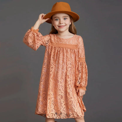 Kids Girls Bohemia Style Lace Design Summer Party Dresses