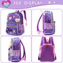 Kids Sequin Backpack with Lunch Box Pencil Case for Girls