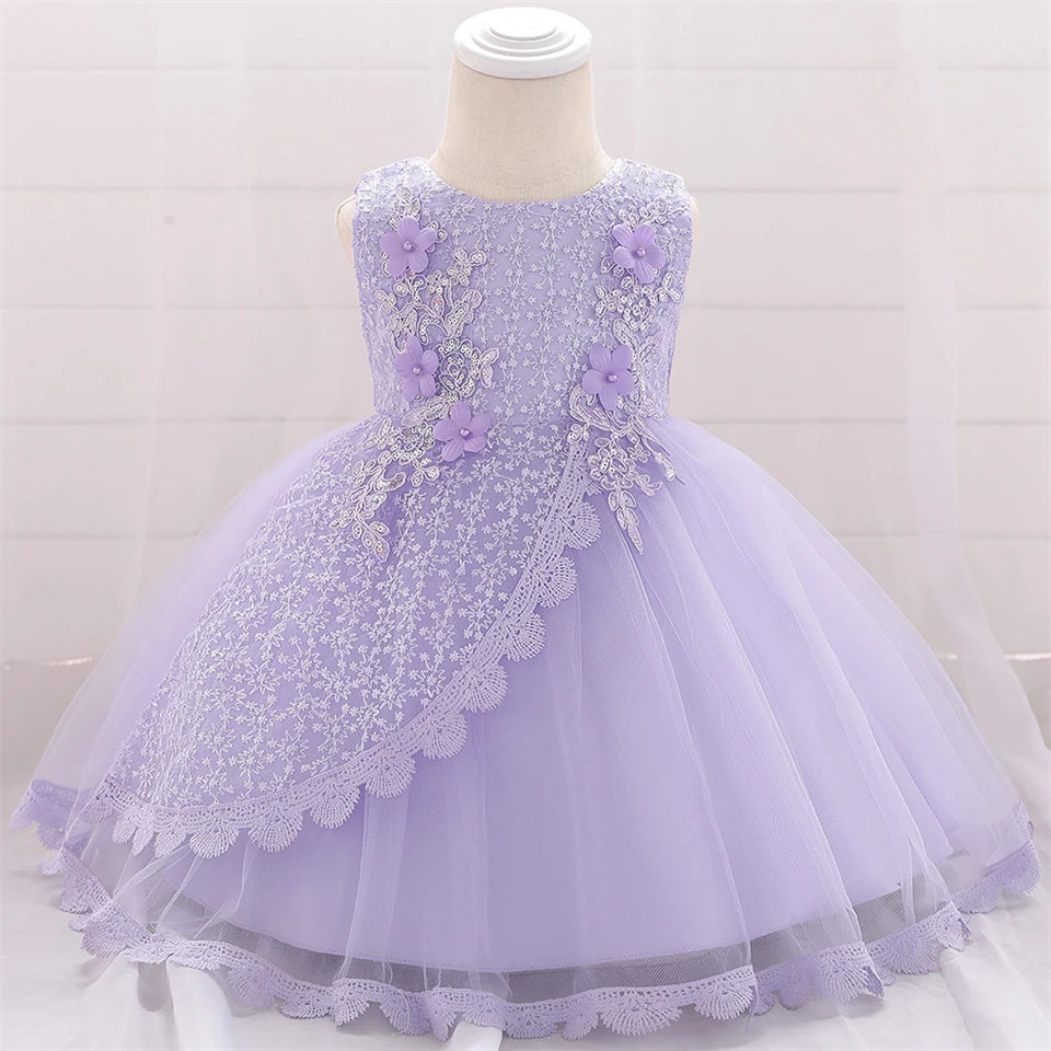 Baby Girl Lace Embroidered Formal Occasion Gowns