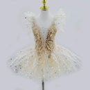 Kids Girls Professional Gold Sequin Ballet Tutu Dress