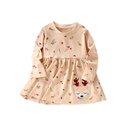 Kids Girls Cartoon Design Autumn Cotton Dresses childrensterritory