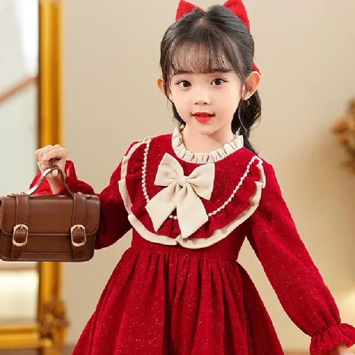 Baby Girls’ Elegant Long-Sleeve Winter Dresses