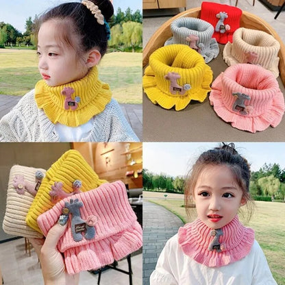 Kids Warm Thick Cartoon Giraffe Knit Scarfs Neck Sets childrensterritory