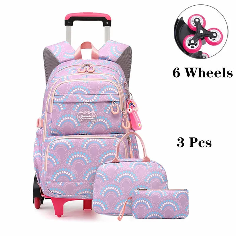 Waterproof Printed School Bags Set with or without Wheels for Kids
