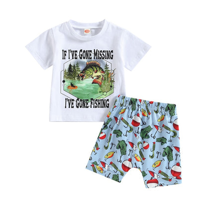 Baby Boy Cartoon Letter Print Tops and Shorts Set for Summer childrensterritory
