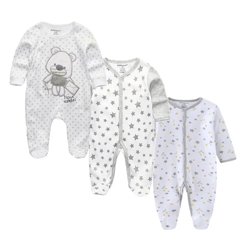 Long Sleeve Overall Printed Baby Zipper Rompers