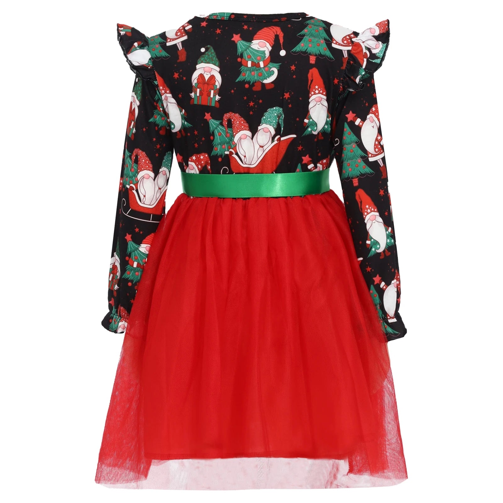 Girls' Long-Sleeved Bow Lace Design Party Dresses