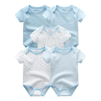 Cartoon Print Sleeveless 5Pieces Newborn Cotton Bodysuits childrensterritory