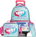 Cartoon Letter Print 16-Inch 3-Piece Set of Kids School Trolley Backpack childrensterritory