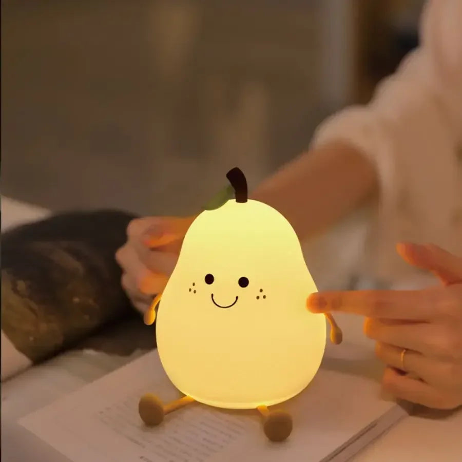 Rechargeable Pear Design 7 Colors Silicone Night Light childrensterritory