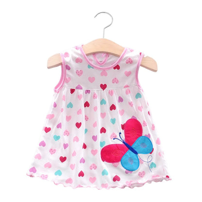 Baby Girl Soft Cotton Printed Summer Romper Dresses