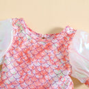 Fish Scale Pattern Toddler Girl Beachwear Dress childrensterritory