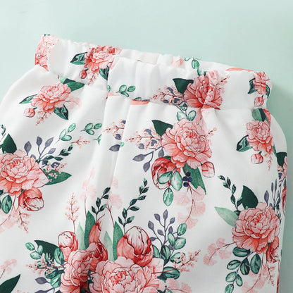 Kid Girl Sling Tank Top and Floral Pant Clothing Set