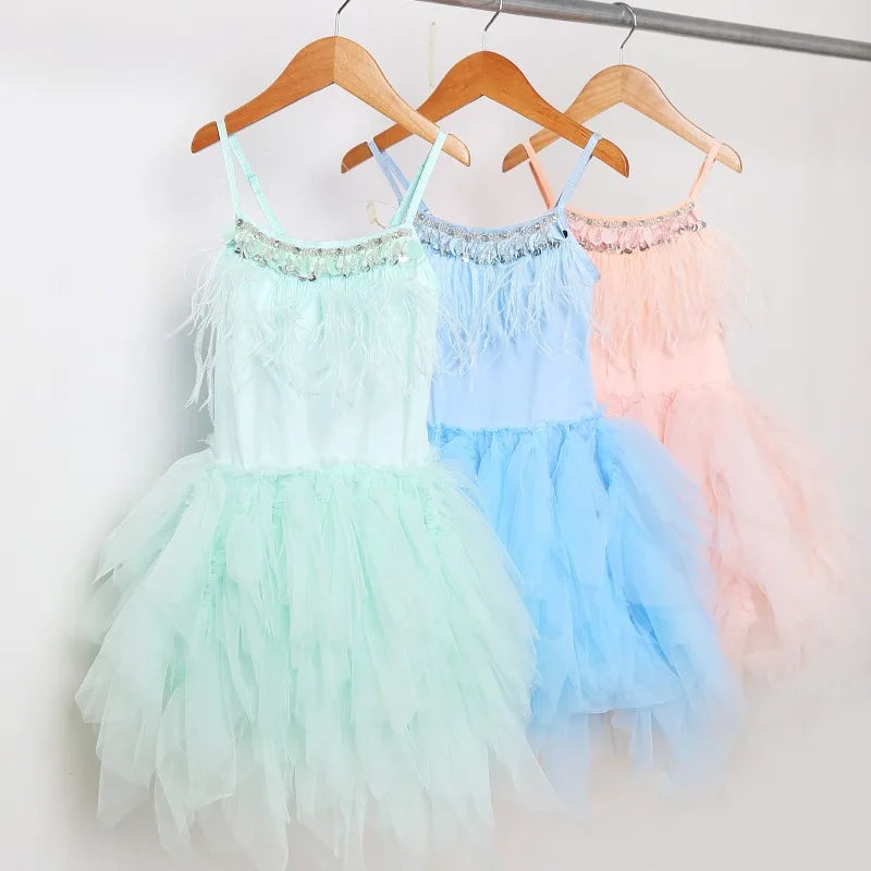 Sleeveless Lace Design Princess Dresses For Girls