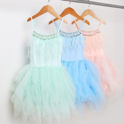 Sleeveless Lace Design Princess Dresses For Girls