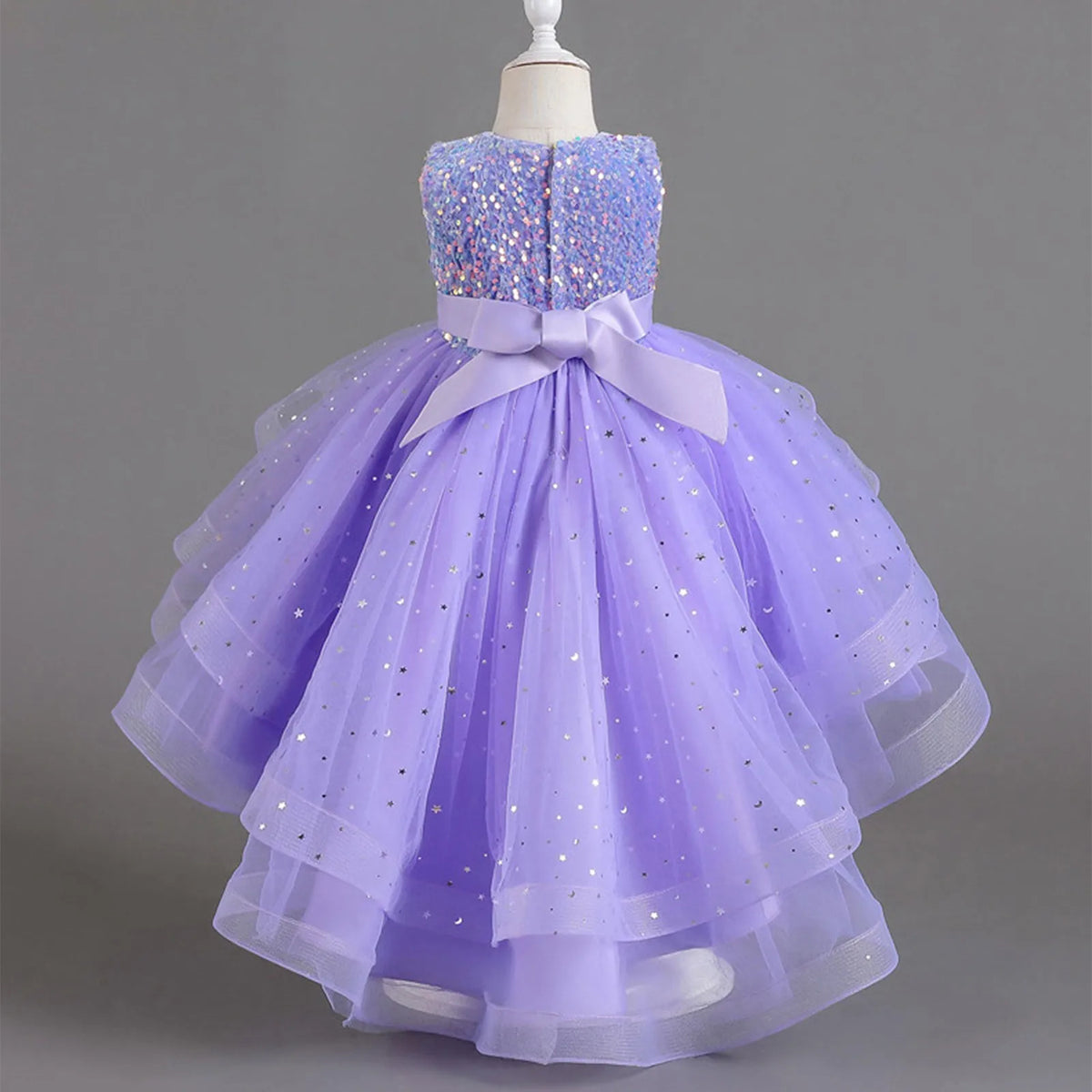 Kids Girls Princess Sequins Party Dresses with Trailing