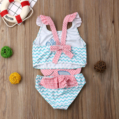 Sleeveless Goldfish Pattern Kids Girls Beachwear childrensterritory