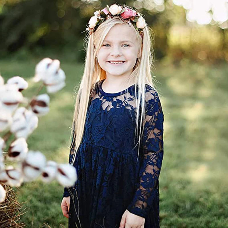 Kids Girls Lace Design Wedding Party Dresses childrensterritory