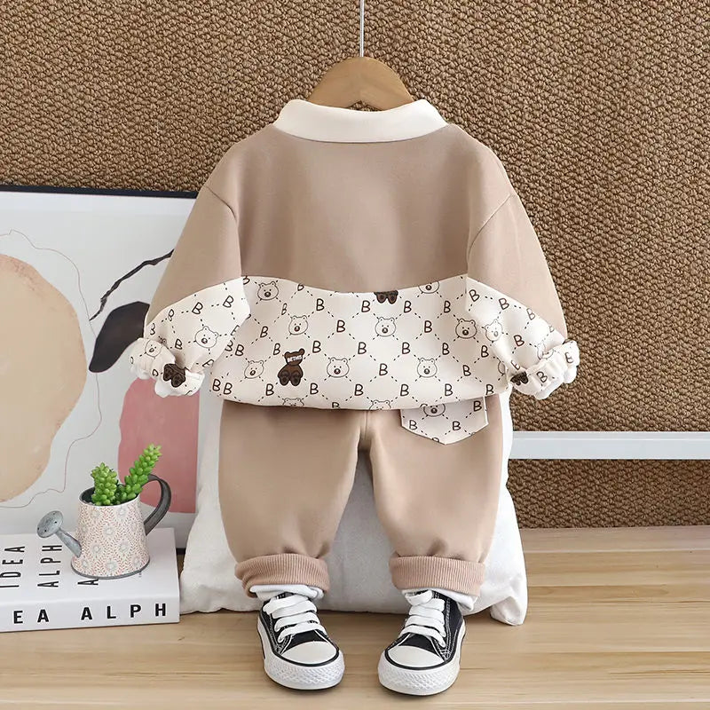 Kids Boys Cute Print Zipper Cotton Tracksuits 2pcs/set childrensterritory