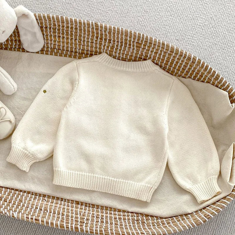 Flower Embroidery Knitted Baby Girls Cardigan