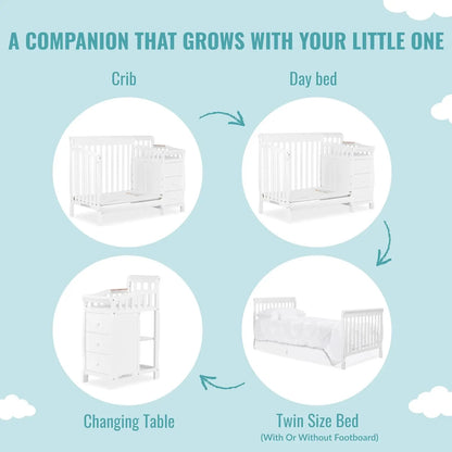 4-in-1 Baby Mini Convertible Crib And Changer childrensterritory