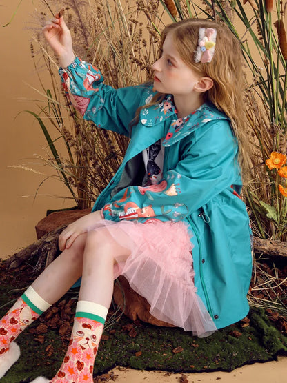 Floral Print Zip Closure Girls&