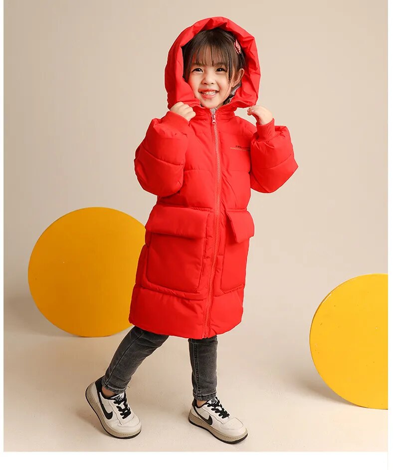 Long Korean Style Down Cotton Jacket for Kids Unisex childrensterritory