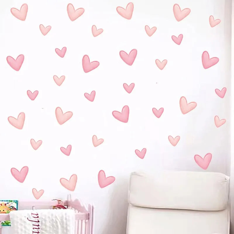 Waterproof Soft Pink Removable Heart Shape Wall Stickers childrensterritory