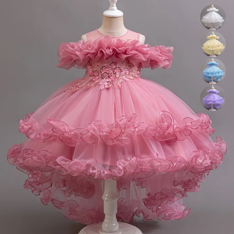 Tulle Ruffles Beaded Baby/Kids Girls Birthday Party Dress