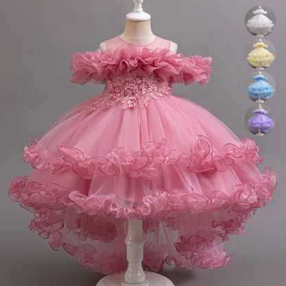 Tulle Ruffles Beaded Baby/Kids Girls Birthday Party Dress