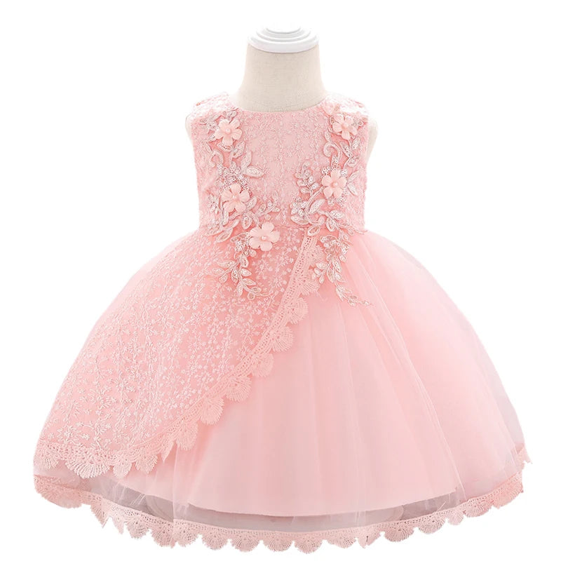 Baby Girl Lace Embroidered Formal Occasion Gowns