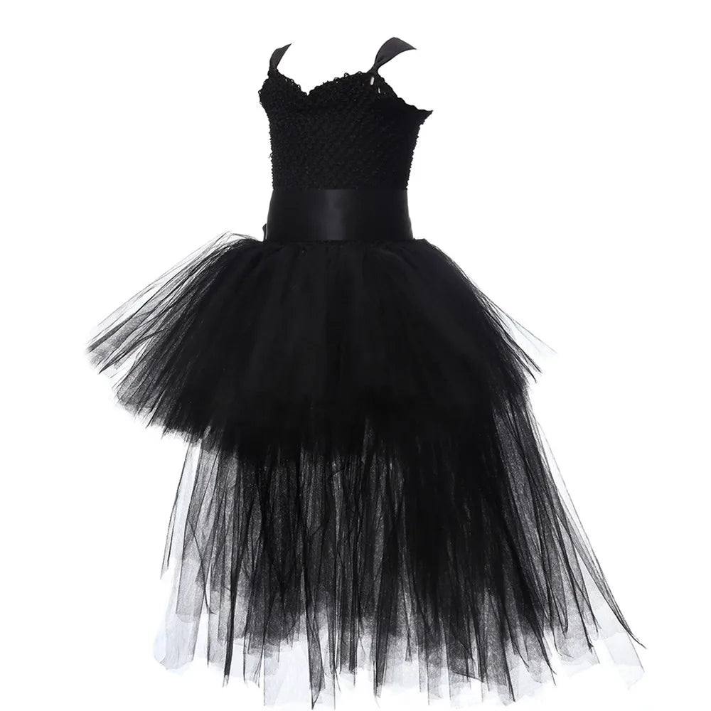 Kids Girls V-neck Evening Birthday Party Tulle Dresses