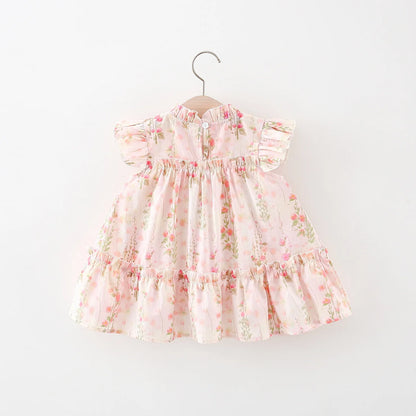 Floral Print Baby Girl Princess Dress With Bag for Summer childrensterritory