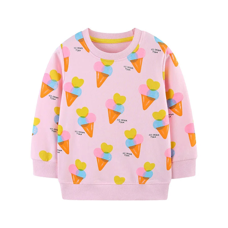 Various Cartoon Design Little Girls' Long Sleeve Sweatshirts