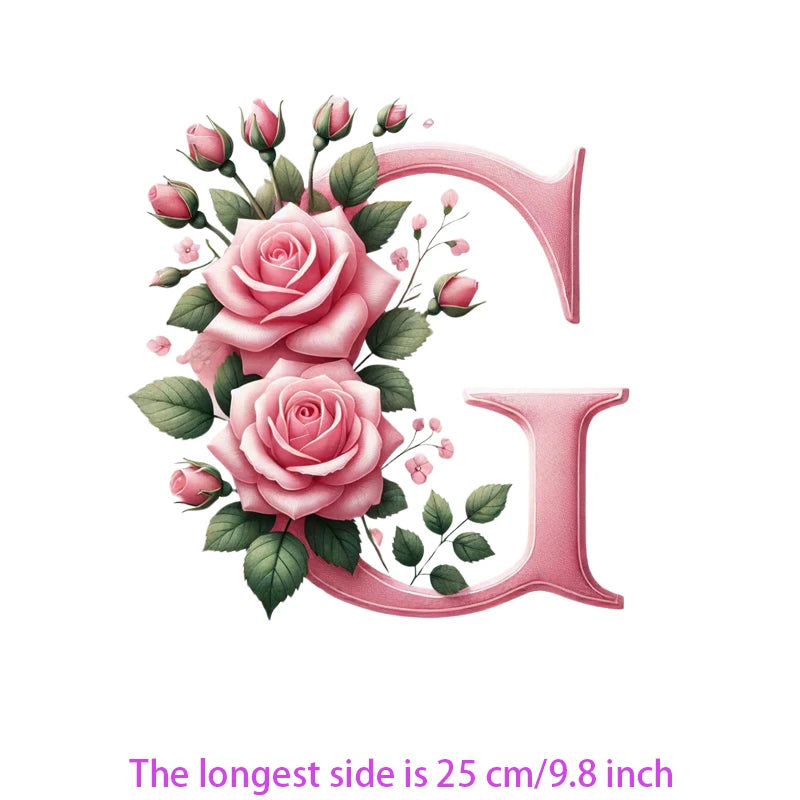 Flower Letter Ironing Transfers Decals For Clothing Diy Appliques
