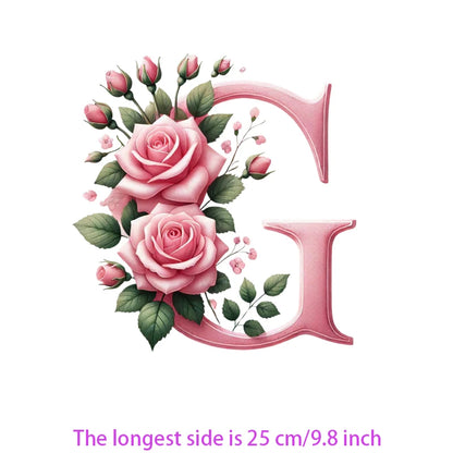 Flower Letter Ironing Transfers Decals For Clothing Diy Appliques