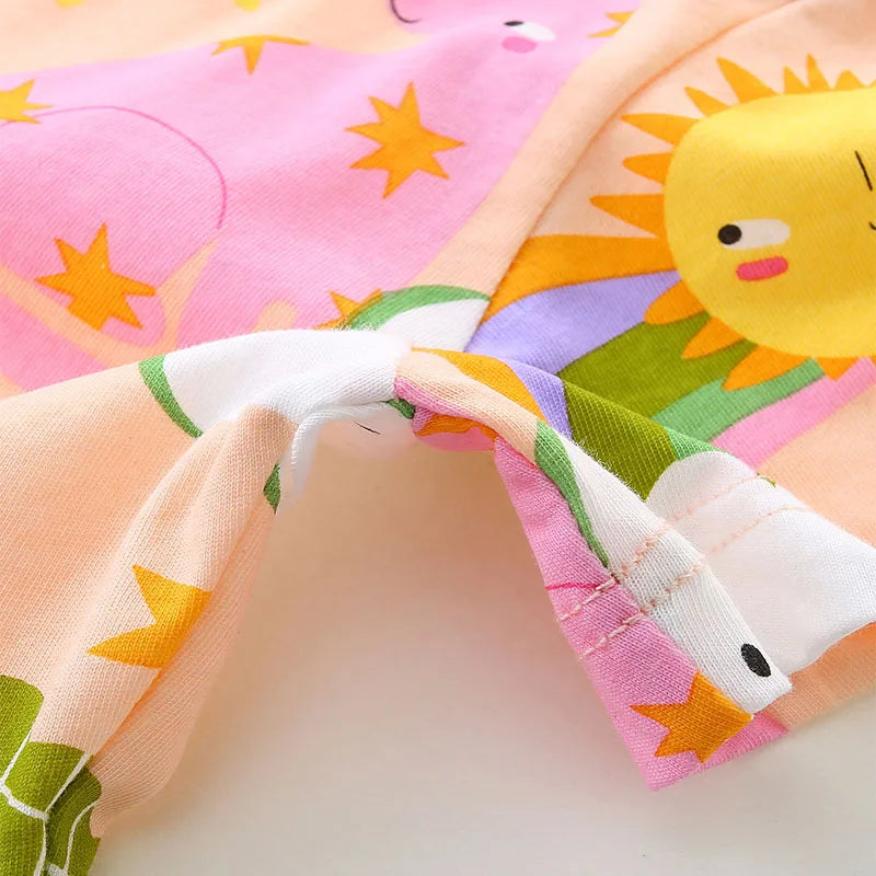 Kids Girls Cartoon Print Summer Cotton Dress childrensterritory