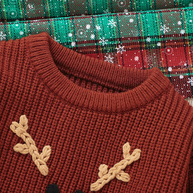 Kids' Long-Sleeved Cartoon Print Warm Sweater