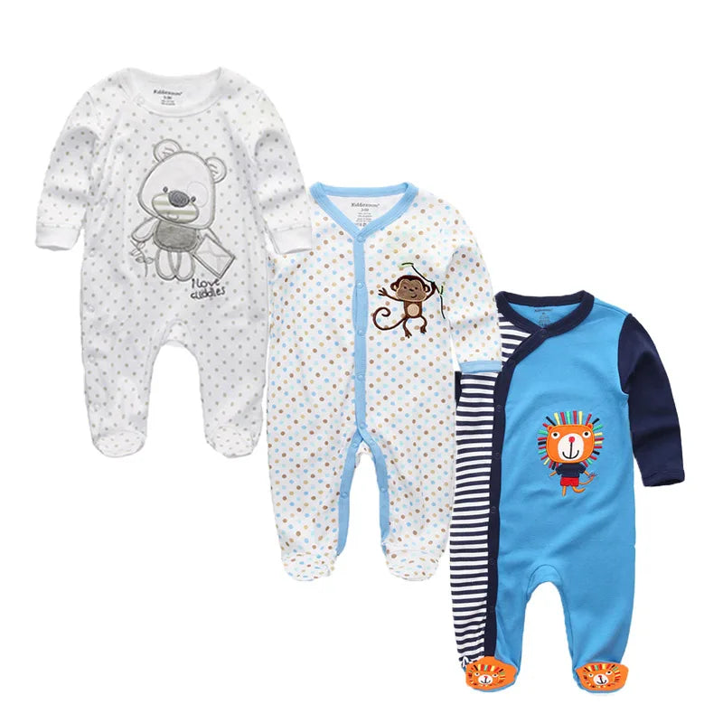 Long Sleeve Overall Printed Baby Zipper Rompers