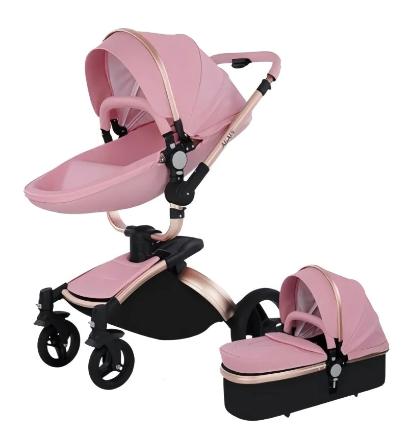 Luxury 3 IN 1 PU Leather 360-Degree Rotating Baby Stroller childrensterritory