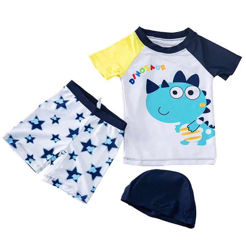 3pc Baby/Kids Boys Sun Protection Swimwear With Hat