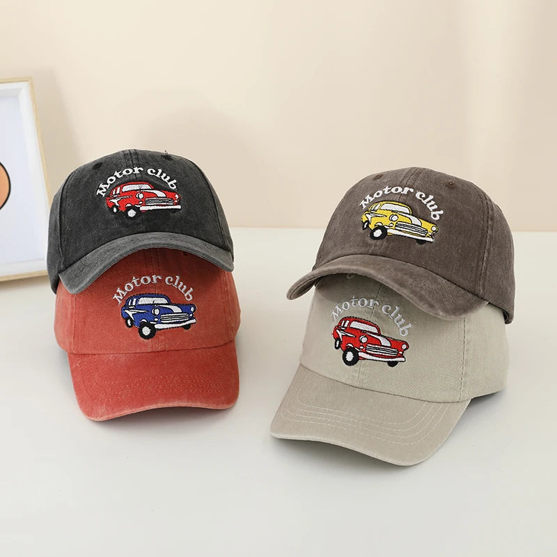 Motor Club Letter Embroidered Outdoor Kids Caps for Summer childrensterritory