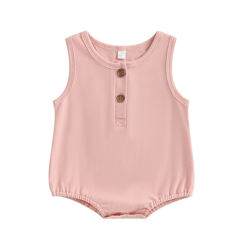 Solid Color Sleeveless Baby Girls Boys Summer Bodysuit childrensterritory